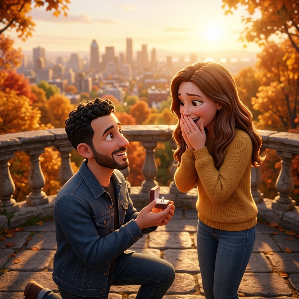 Demande en mariage en film d'animation